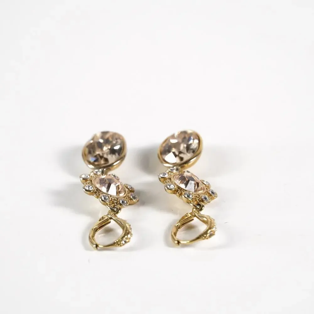 Givenchy Gold Tone Crystal Chandelier Leverback Drop Earrings Elegant Jewelry - Picture 7 of 8